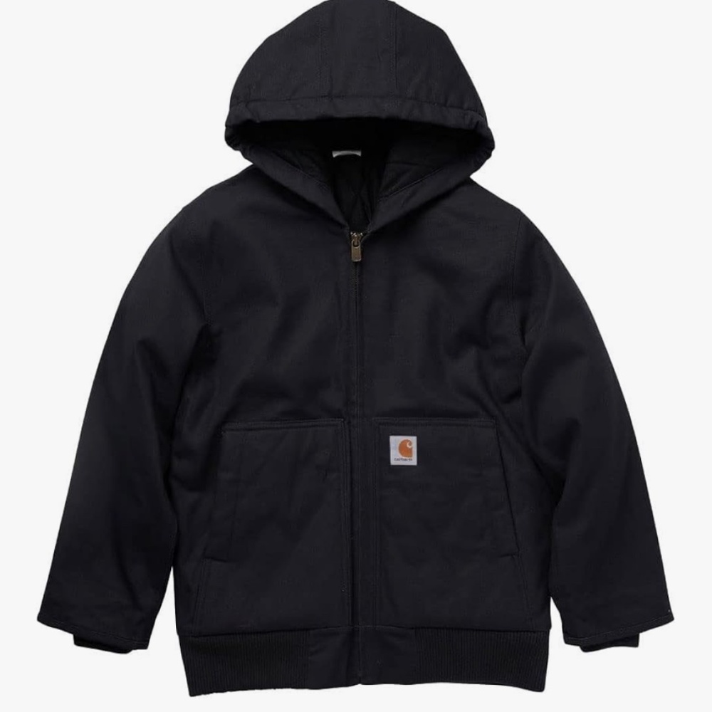 Carhartt Boys' Flannel-Lined Hooded Canvas Insulated Zip-Up Jacket Xs / 6